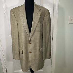 Brooks Brothers Loro Piano Wool Blazer Houndstooth Beige Sport Coat Size 41L